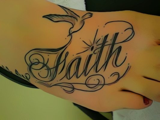 Flying Dove Faith Tattoo On Foot