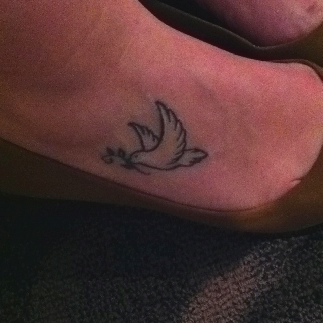 Flying Dove Tattoo On Foot