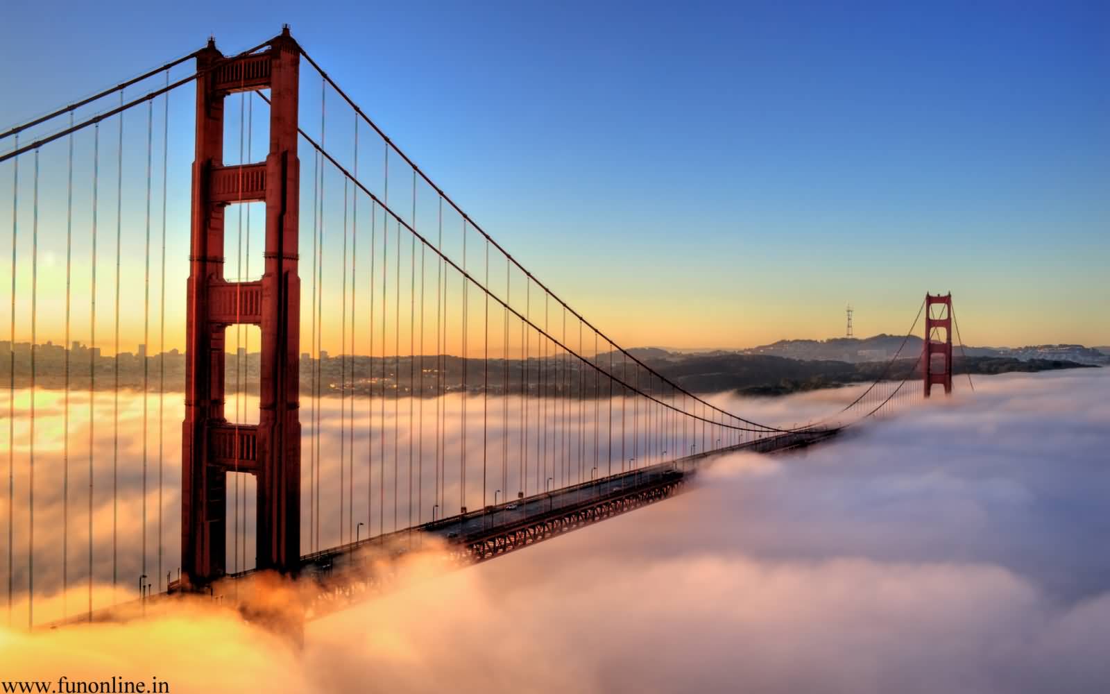 Foggy Sunrise At Golden Gate Bridge