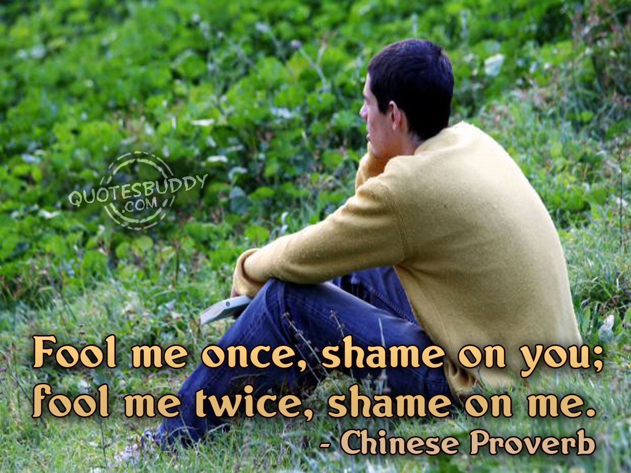 Fool me once, shame on you. Fool me twice, shame on me. Chinese Proverb