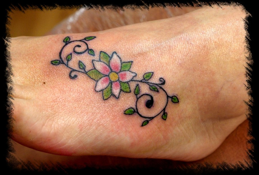 Foot Vine Flower Tattoo On Foot By Bmxninja