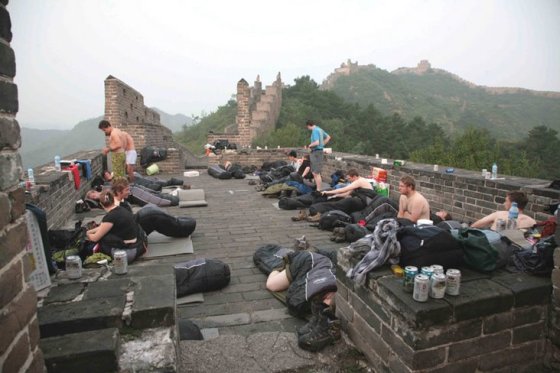Foreigners Camping At The Great Wall Of China