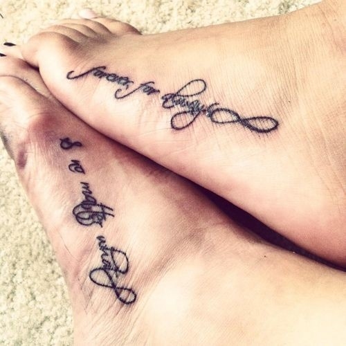 Forever And Always Couple Infinity Tattoo On Foot