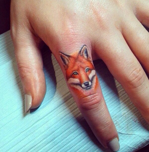 Fox Finger Tattoo For Girls