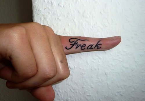 Freak Inner Finger Word Tattoo For Men