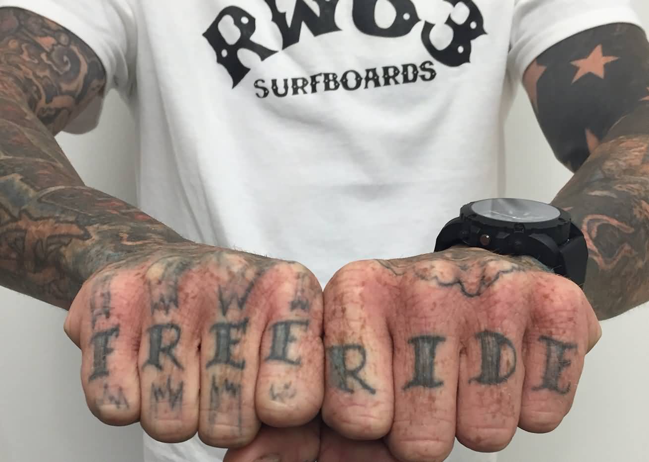 Free Ride On Knuckle Tattoo For Men