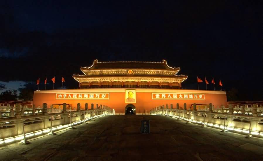 Front View Of The Forbidden City During Night