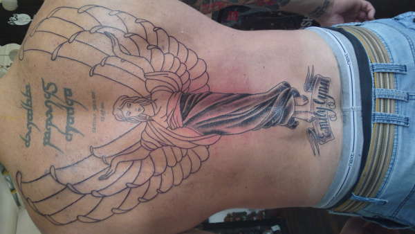 Full Back Angel Tattoo In Progress