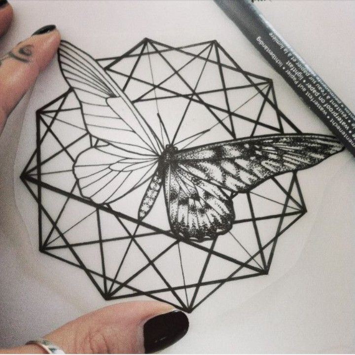 Geometric Butterfly Tattoo Design