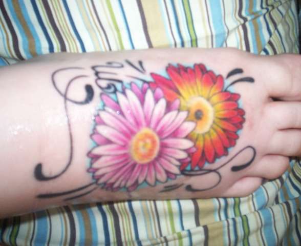 Gerber Daisy With M Tattoo