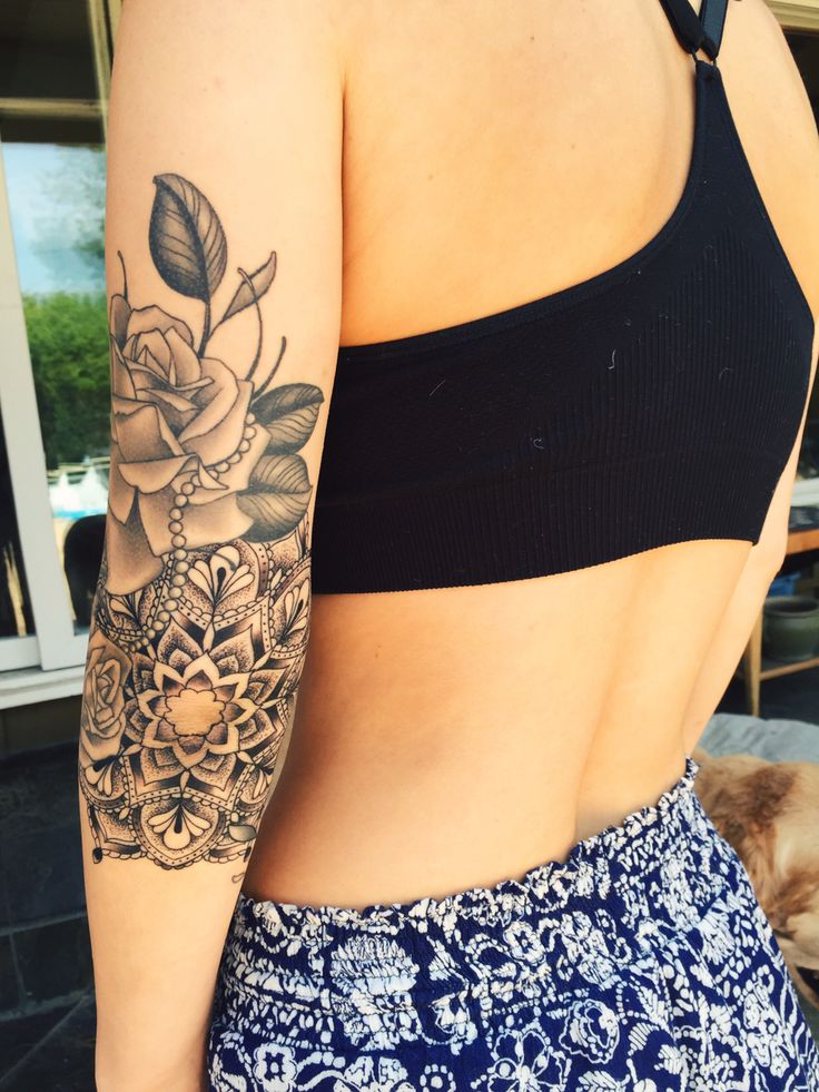 Girl Sleeve Mandala Rose Tattoo By Craig Toth