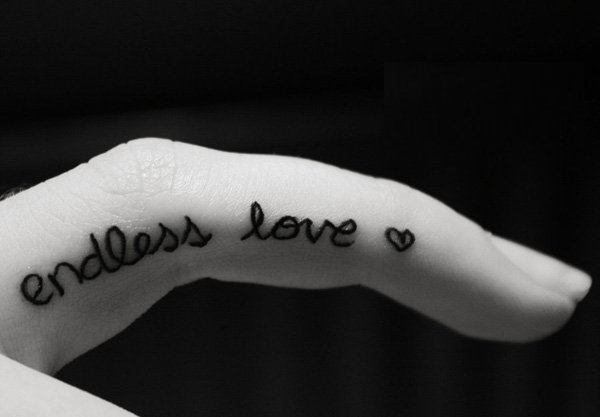 Girly Finger Cute Endless Love Words Tattoo