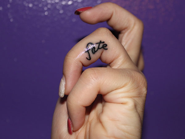 Girly Finger Fate Word Tattoo