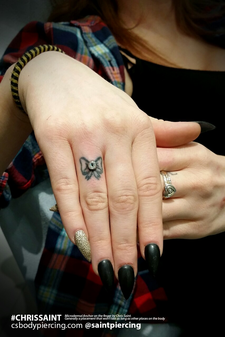 Girly Finger Small Bow Tattoo