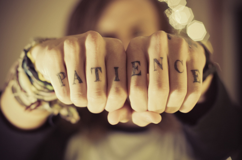 Girly Fingers Patience Word Tattoo