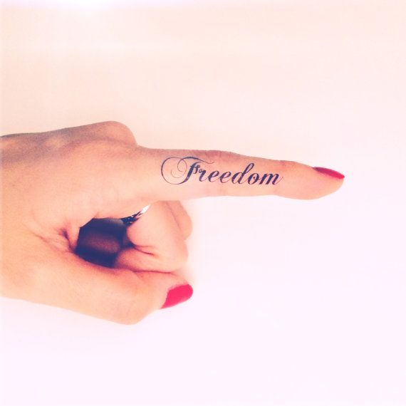 Girly Inner Finger Freedom Word Temporary Tattoo