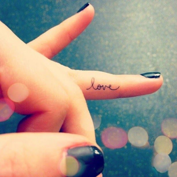 Girly Inner Finger Love Word Tattoo