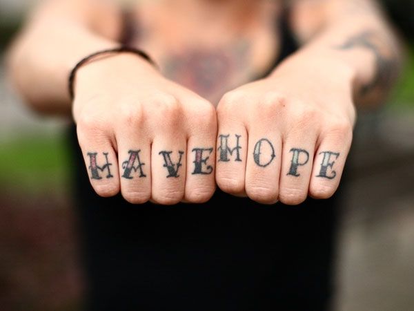 Girly Knuckle Have Hope Tattoo Ideas