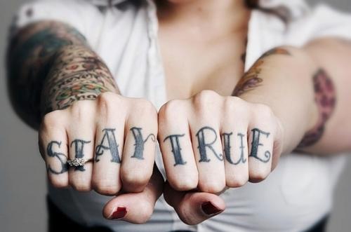 Girly Knuckle Stay True Tattoo Ideas
