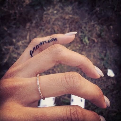 Girly Pinky Finger Promise Word Tattoo