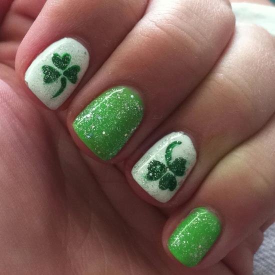 Glitter Shamrock Leaf Saint Patrick's Day Nail Art