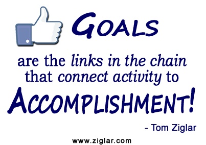Goals are the links in the chain that connect activity to Accomplishment. Tom Ziglar