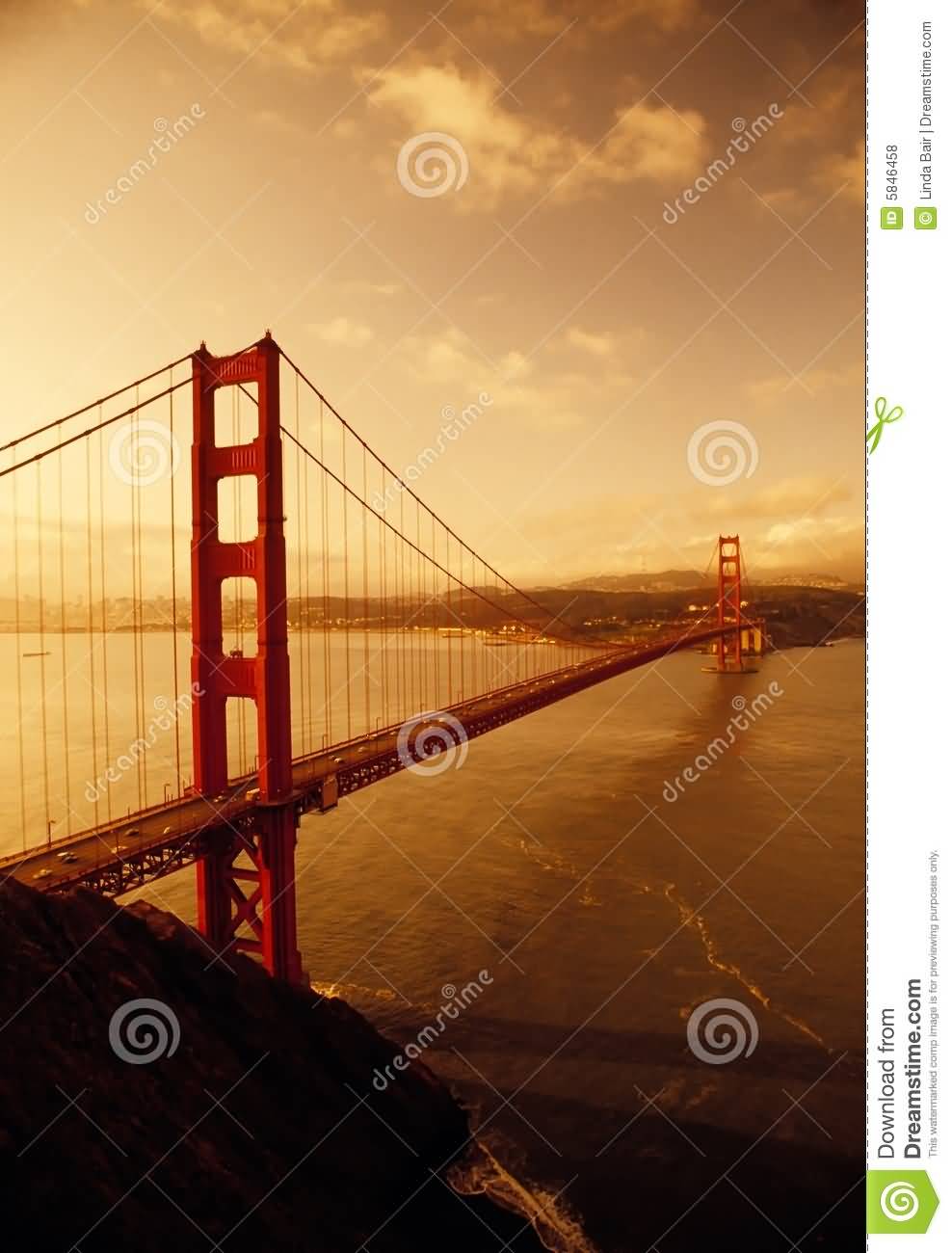 Golden Gate Bridge During Sunset In San Francisco