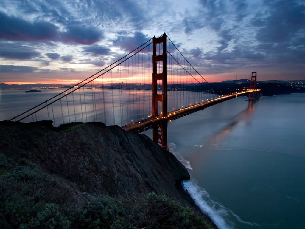 Golden Gate Bridge View After Sunset