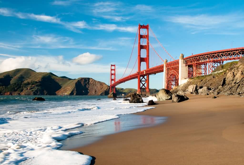 Golden Gate Bridge View From Beach