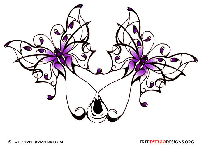 Gothic Butterflies Tattoo Design