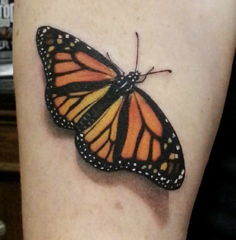 Great 3D Monarch Butterfly Tattoo