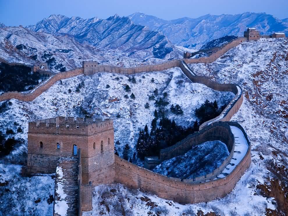 Great Wall Of China Covered With Snow