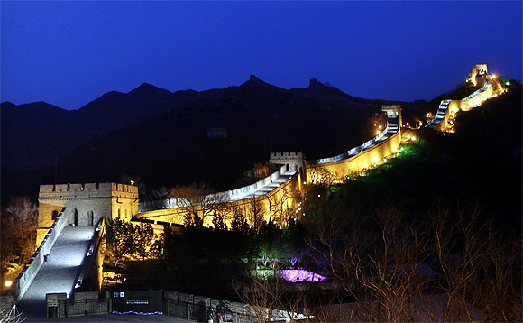 Great Wall Of China Lit Up At Night