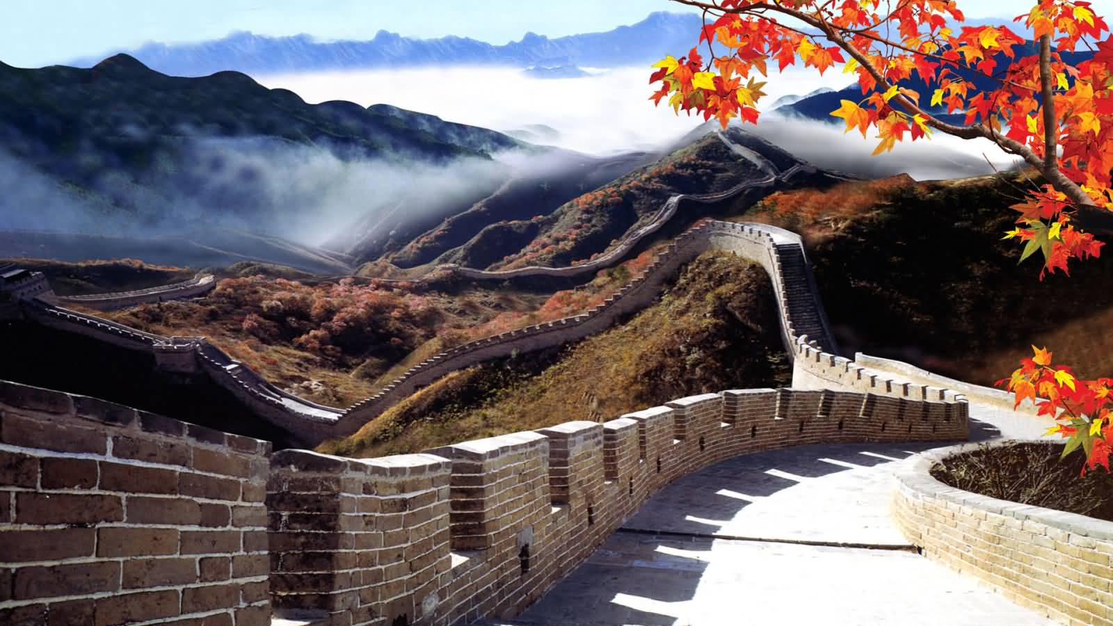 Great Wall Of China With Clouds