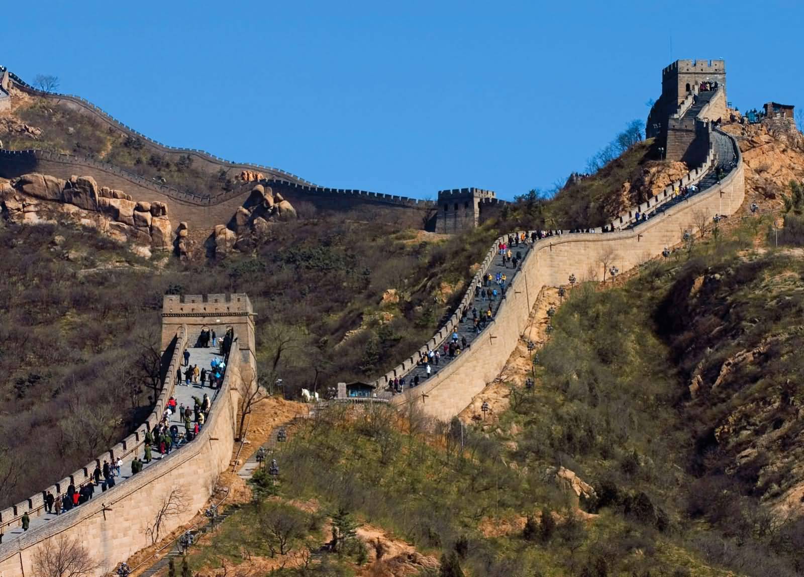Great Wall Of China With Tourists