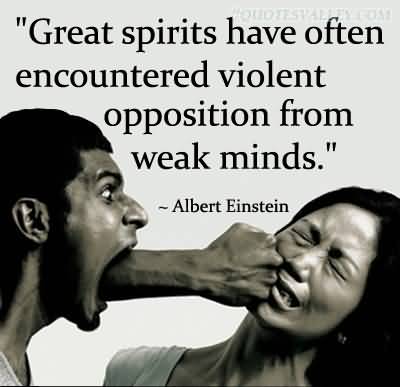 Great spirits have always encountered violent opposition from weak minds. - Albert Einstein