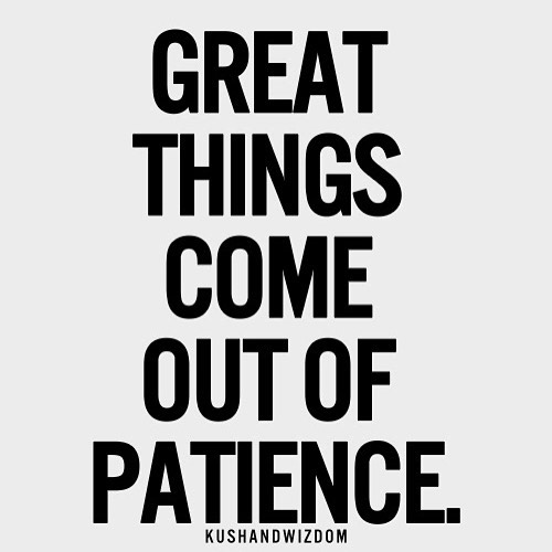 Great things come out of patience.