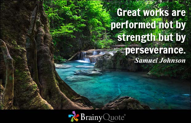 Great works are performed not by strength but by perseverance. Samuel Johnson