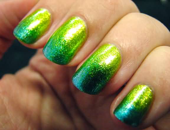 Green Ombre Nail Art for St. Patrick's Day - wide 7