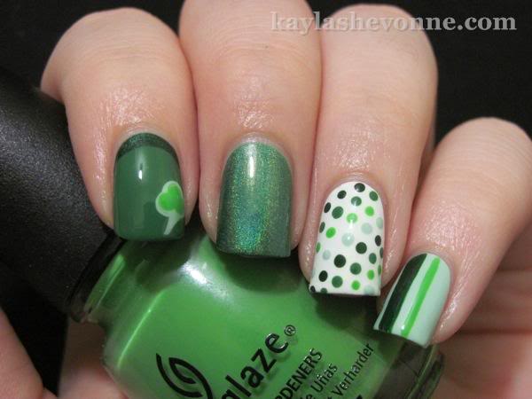 Green Polka Dots Saint Patrick's Day Nail Art