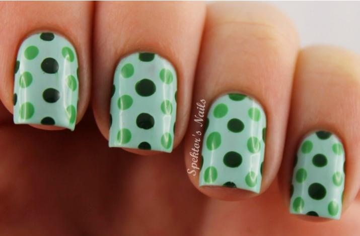 Green Polka Dots Saint Patrick's Day Nail Design Idea