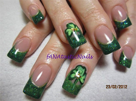 Green Shamrock Leaf Gel Saint Patrick's Day Nail Art