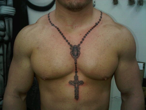 35+ Rosary Tattoos On Chest
