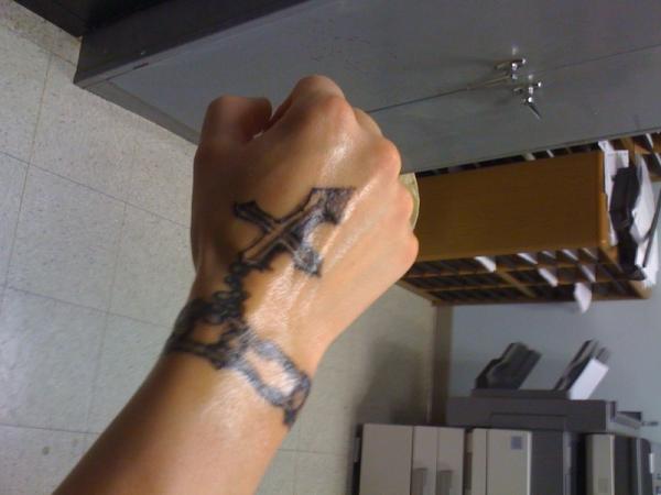 Grey Religious Wrist Bracelet Tattoo