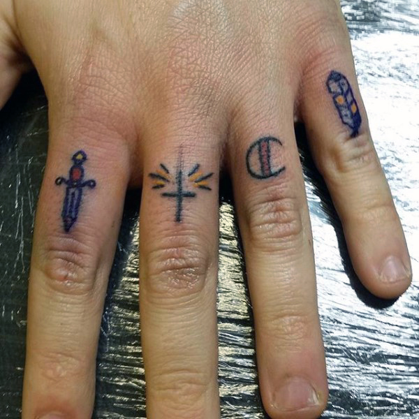 Guys Small Knuckle Symbols Tattoo For Men