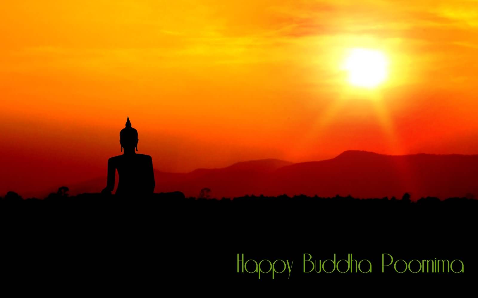 Happy Buddha Poornima Silhouette View Of Lord Buddha Statue
