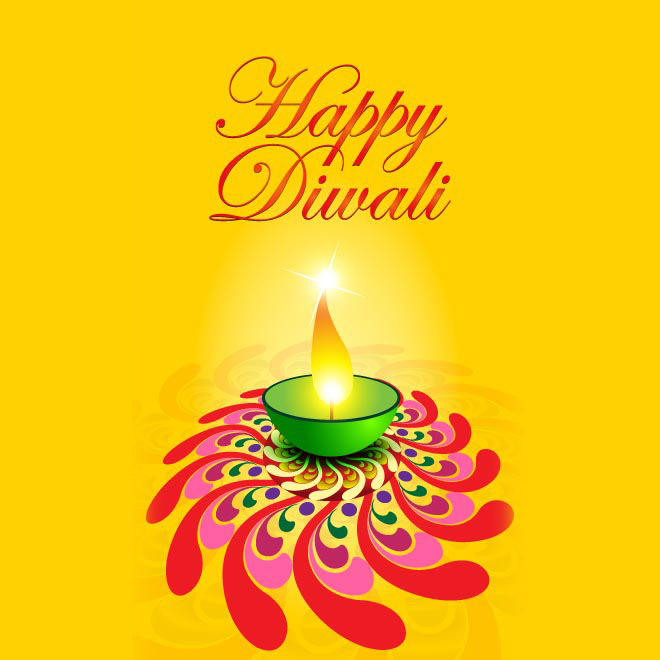 Happy Diwali Diya And Rangoli Illustration