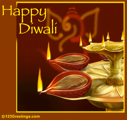 Happy Diwali Lighting Diyas Animated Picture