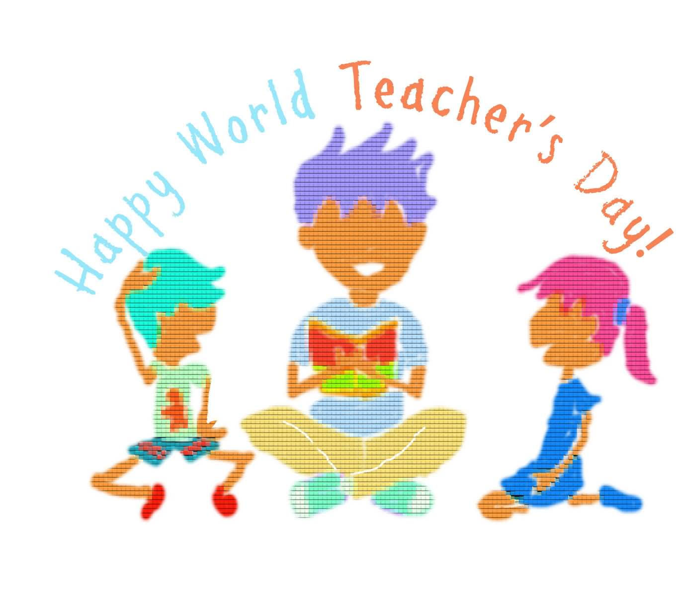Happy World Teachers Day Teacher With Students Clipart