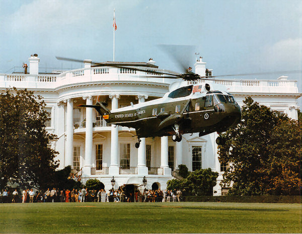 Helicopter Landing On The Lawn Of White House